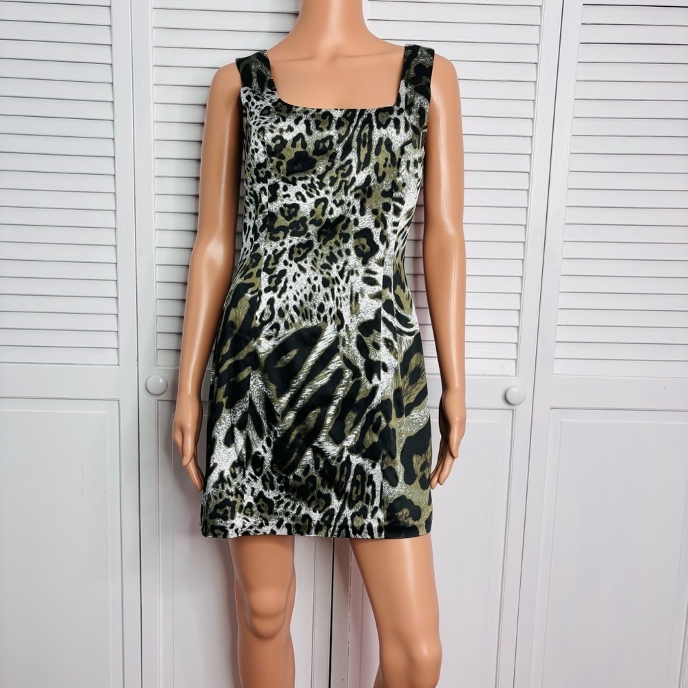 JAY GODFREY Leopard Print Satin Mini Dress Size 6